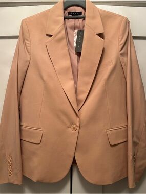 NWT Theory Custom Gabe Single-Button Tailored Jacket in Cameo